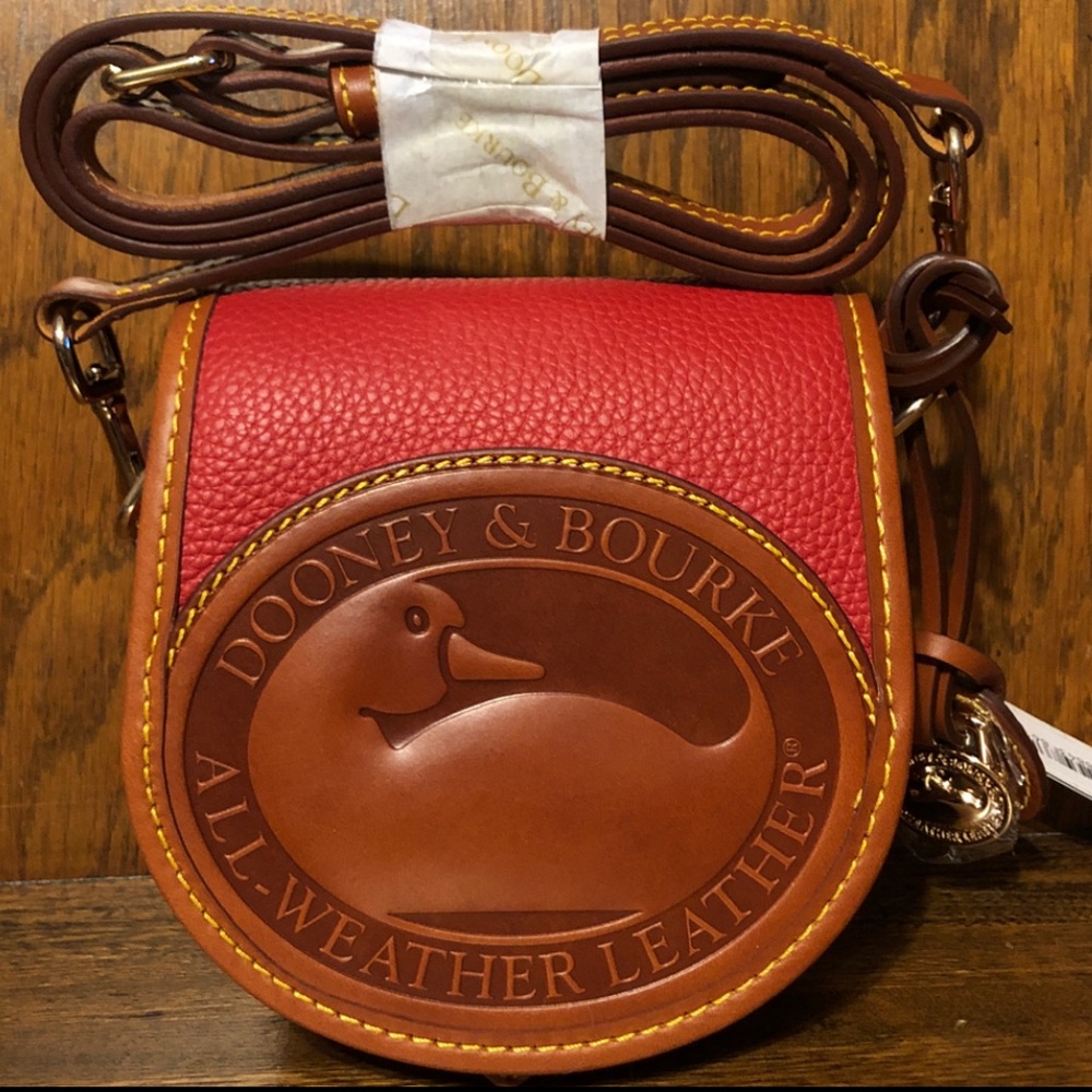 NWT-Dooney & Bourke-All Weather Leather 2 Duck🦆Bag-Red-Dust Bag-$238